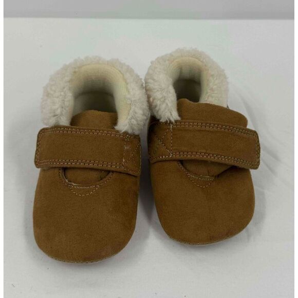 Carters Unisex Baby Booties Brown Faux Fur Lining‎ Velcro Strap 12 18M - Picture 1 of 7